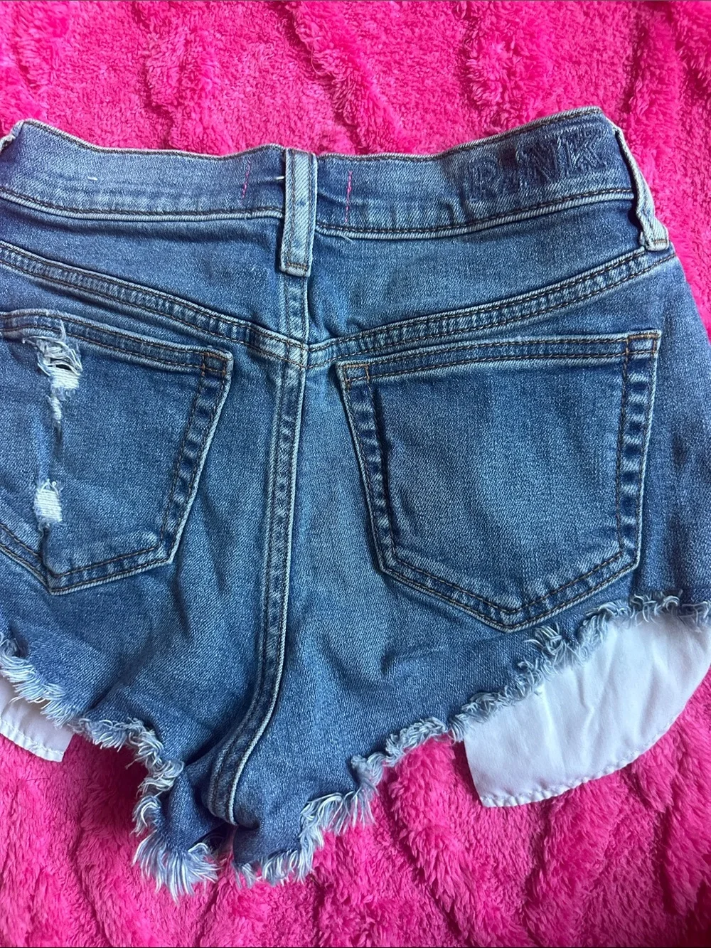 Y2K PINK Victoria's Secret Distressed Denim Jean Shorts - Blue